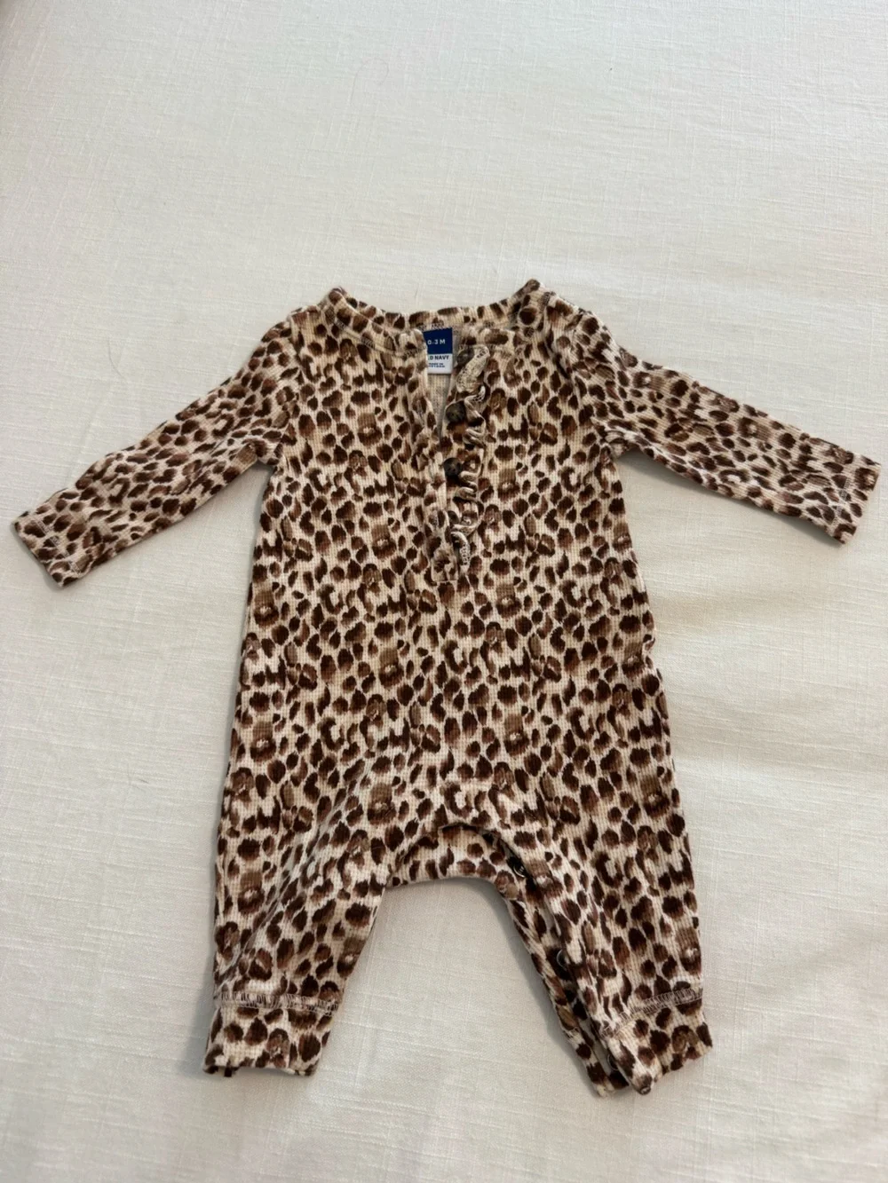 Old Navy Leopard Print Baby One-Piece Romper in Brown and Cream